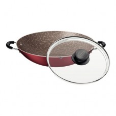 Olla wok con tapa de vidrio 32cm Paris T. Bordo x Un.