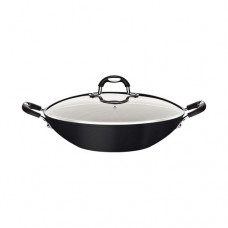 Olla wok con tapa para induccion 4.5Lt. 32cm. Monaco Negra