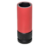 Dado de impacto 1/2' hex. con protector plast. rojo 21mm Pro x Un.